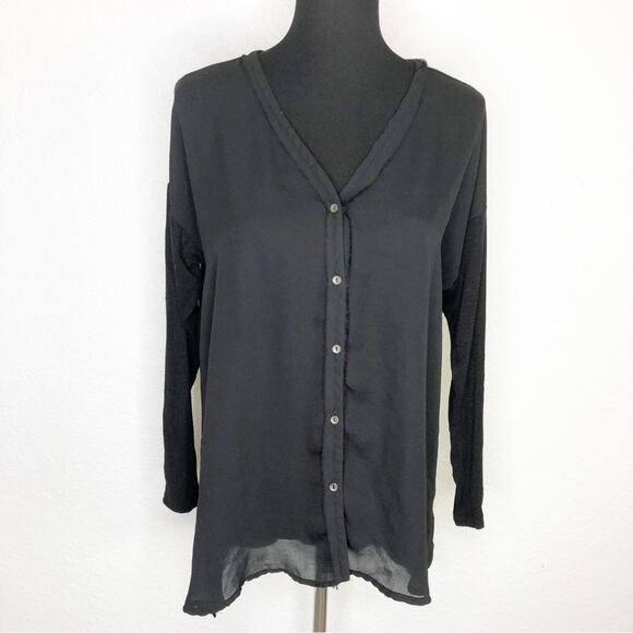 Anthropologie Tops - Anthropologie Dolan black burnout sheer button down top size Medium